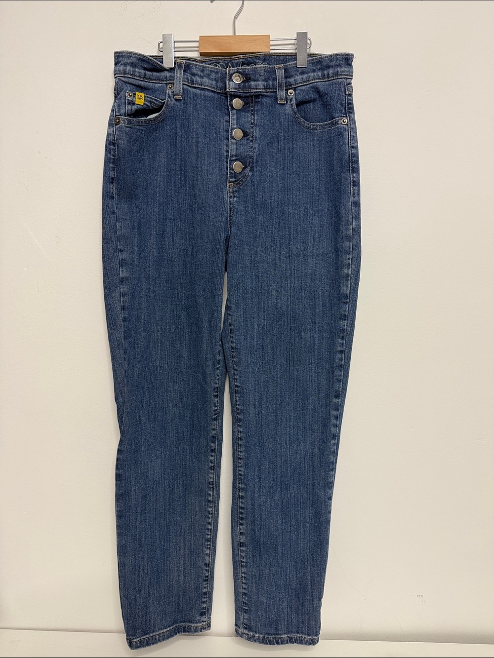High-Rise Button-Fly Women’s Jeans in Dark Blue Denim